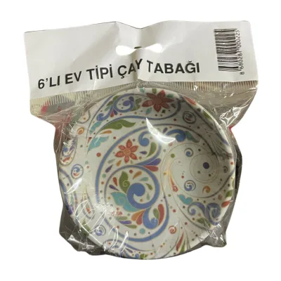 Melamine Turkish-Design Tea Plate – 6 pcs