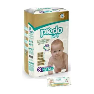 Predo – Baby Premium Comfort, Size 3 (Midi, 4–9 kg) – 68 pcs